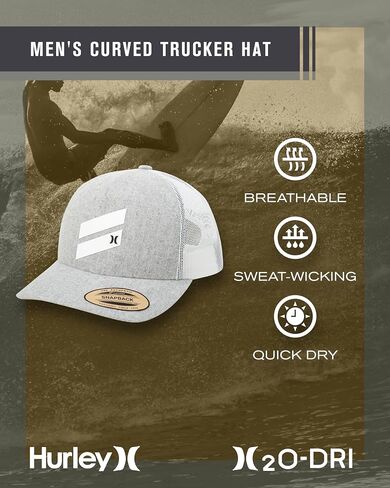 Hurley Men's Baseball Cap - Icon Slash Curved Brim Trucker Hat in Kuwait