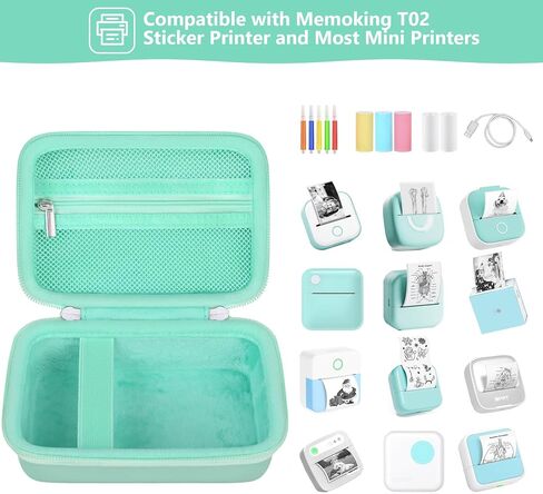 Sticker Printer Case Compatible with Memoking T02/for iDPRT/for Phomemo/for Anycash/for Ponek/for cabaro Mini Sticker Printer, Print Pods Mini Printer Storage Bag for Accessories, Black in Kuwait