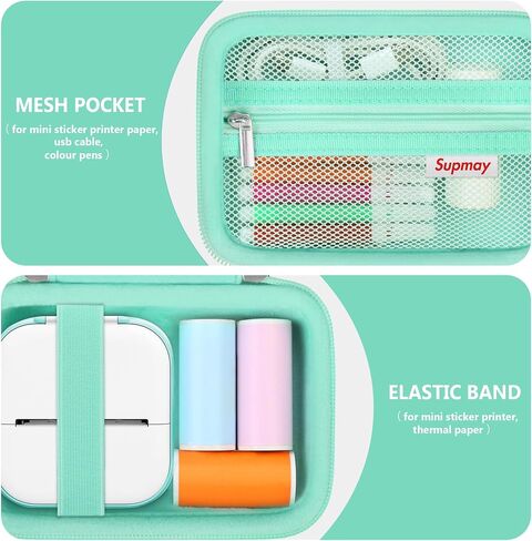 Sticker Printer Case Compatible with Memoking T02/for iDPRT/for Phomemo/for Anycash/for Ponek/for cabaro Mini Sticker Printer, Print Pods Mini Printer Storage Bag for Accessories, Black in Kuwait