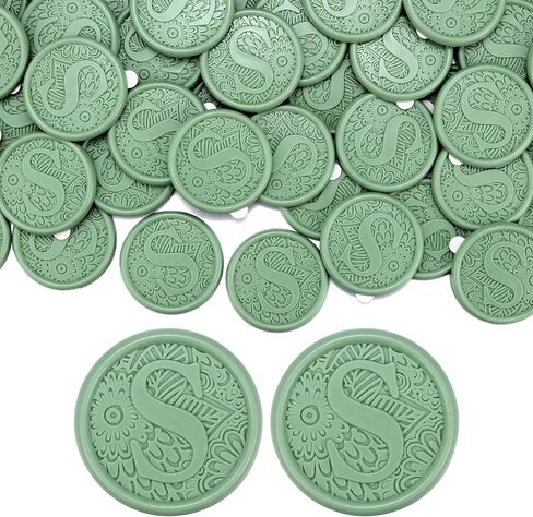 yoption 50 pcs lets botanical leax seal ملصقات ، Sage Green Green Orial Alphabet S anhelope sealing ملصقات لعيد ميلاد حفل الزفاف (S) in Kuwait