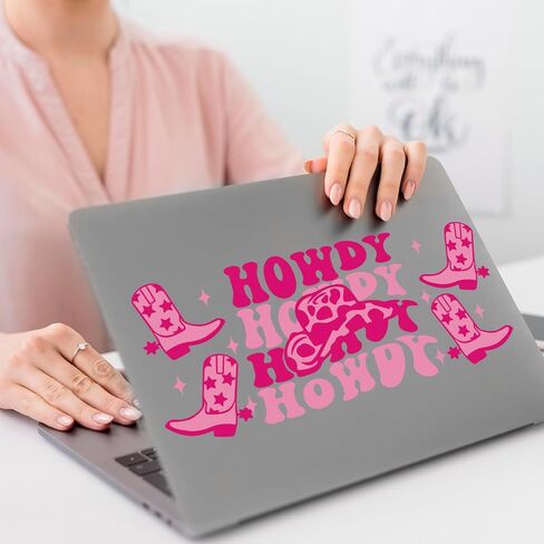 Whaline 8Pcs Western Cowgirl Cup Wrap Transfer Stickers Pink Boots Hats Waterproof Transfer Cup Stickers Decals for Glass Cup DIY Crafts in Saudi Arabia