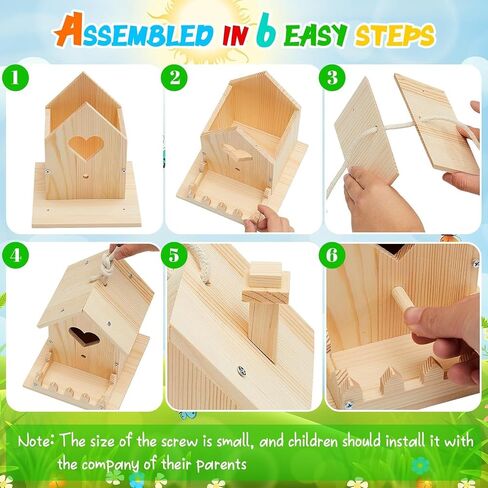 Juexica 4 Set DIY Birdhouse Kit Unfinished Bird House Painting Crafts for Kids with Paints and Paintbrushes Welcome Spring Gifts Outdoor Summer Crafts for Boy or Girl Ages 4-8 in Saudi Arabia