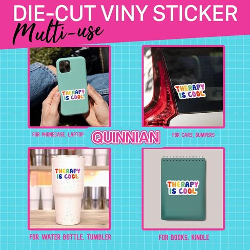 Set 3Pcs Therapy is Cool Stickers, Therapist Sticker, Mental Health Stickers, Psychology Stickers, Water Assitant Die-Cut Vinyl 3 Inches Funny Decals for Laptop, Phone, Water Bottles, Kindle Stickers in Saudi Arabia