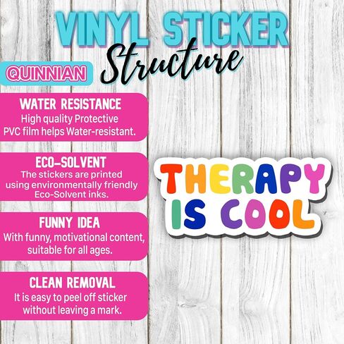 Set 3Pcs Therapy is Cool Stickers, Therapist Sticker, Mental Health Stickers, Psychology Stickers, Water Assitant Die-Cut Vinyl 3 Inches Funny Decals for Laptop, Phone, Water Bottles, Kindle Stickers in Saudi Arabia
