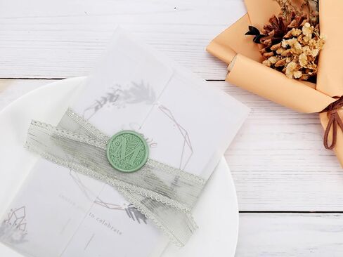 yoption 50 pcs lets botanical leax seal ملصقات ، Sage Green Green Orial Alphabet S anhelope sealing ملصقات لعيد ميلاد حفل الزفاف (S) in Kuwait