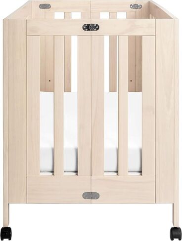 Babyletto Maki Full-Size 2-in-1 Portable Folding Crib with Toddler Bed Conversion Kit in Light Sage, Greenguard Gold Certified in Kuwait