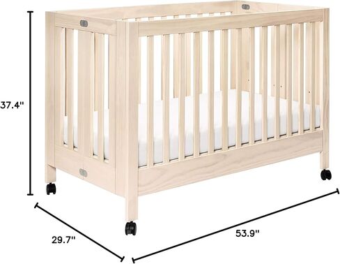 Babyletto Maki Full-Size 2-in-1 Portable Folding Crib with Toddler Bed Conversion Kit in Light Sage, Greenguard Gold Certified in Kuwait