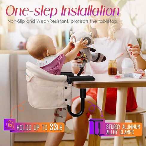 Hook on High Chair,Portable Foldable High Chair for Babies 6-36 Months, Includes Storage Bag (Black) in Saudi Arabia