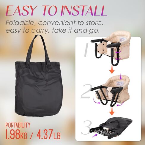 Hook on High Chair,Portable Foldable High Chair for Babies 6-36 Months, Includes Storage Bag (Black) in Saudi Arabia