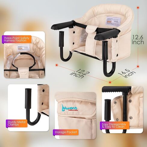 Hook on High Chair,Portable Foldable High Chair for Babies 6-36 Months, Includes Storage Bag (Black) in Saudi Arabia