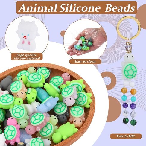 10 PCS 3D Silicone Bocal Beads for Ambens Cute Animal Silicone Bocal Beads for DIY Keychains Braclet Maint in Saudi Arabia