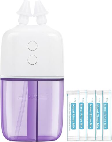 Nasal Irrigation System with Dual Speed and Auto Waste Collection – Portable and Travel-Friendly Nasal Irrigator – Nasal Cleaner for Sinus Relief Nasal Rinse Machine for Allergy and Sinus Care in Saudi Arabia
