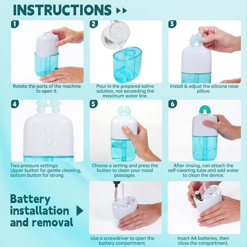 Nasal Irrigation System with Dual Speed and Auto Waste Collection – Portable and Travel-Friendly Nasal Irrigator – Nasal Cleaner for Sinus Relief Nasal Rinse Machine for Allergy and Sinus Care in Saudi Arabia