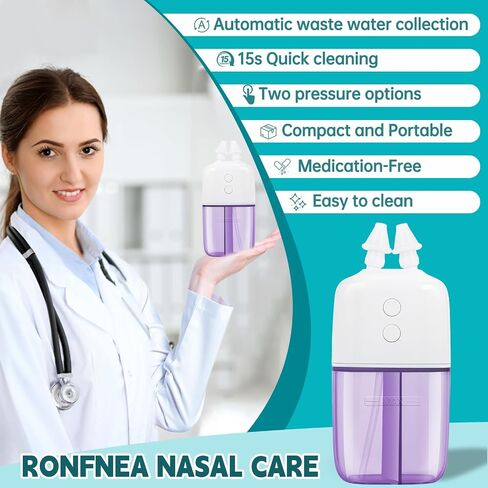 Nasal Irrigation System with Dual Speed and Auto Waste Collection – Portable and Travel-Friendly Nasal Irrigator – Nasal Cleaner for Sinus Relief Nasal Rinse Machine for Allergy and Sinus Care in Saudi Arabia
