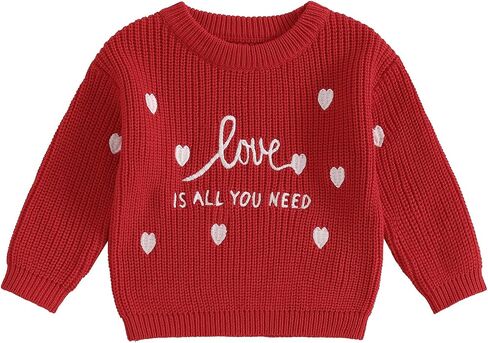 Karwuiio Toddler Baby Girl Boy Knit Sweater Long Sleeve Heart Sweater Infant Warm Fall Winter Pullover Sweatshirt Knitwear in Saudi Arabia