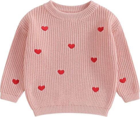 Karwuiio Toddler Baby Girl Boy Knit Sweater Long Sleeve Heart Sweater Infant Warm Fall Winter Pullover Sweatshirt Knitwear in Kuwait