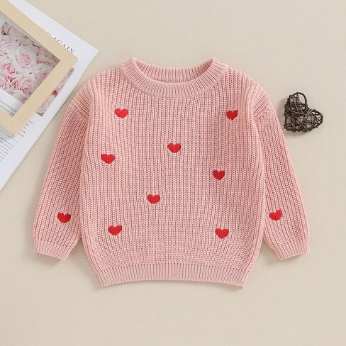 Karwuiio Toddler Baby Girl Boy Knit Sweater Long Sleeve Heart Sweater Infant Warm Fall Winter Pullover Sweatshirt Knitwear in Kuwait