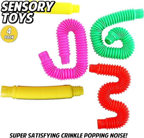 Pop Tubes Sensory Toys for Kids and Adults, Multi-Color Pop Tubes Sensory Toys, Fidget Toys (StyleE-Max-4ps) in Saudi Arabia