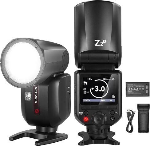 NEEWER Z2-F 2.4G TTL Round Head Camera Flash Speedlite Compatible with Fujifilm, 76Ws 1/8000s HSS Flash Upgraded UI, 2 Modeling Lamps TTL/M Quick TCM Switch 7.2V/3000mAh Battery 600 Full Power Flash in Saudi Arabia
