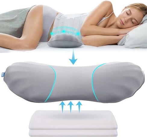 RESTCLOUD Adjustable Lumbar Support Pillow for Sleeping Memory Foam Back for Lower Pain Relief for Sleeping for Bed and Chair in Kuwait