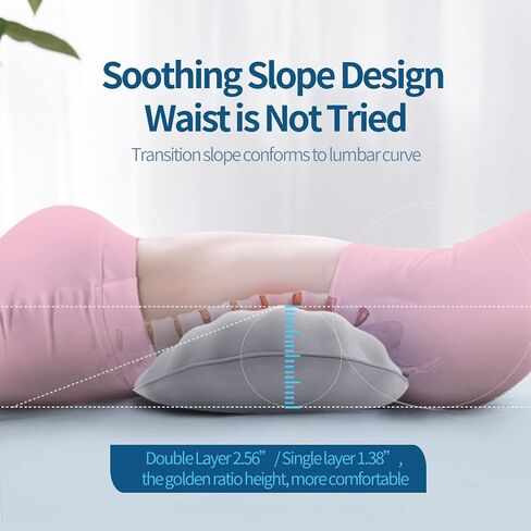 RESTCLOUD Adjustable Lumbar Support Pillow for Sleeping Memory Foam Back for Lower Pain Relief for Sleeping for Bed and Chair in Kuwait