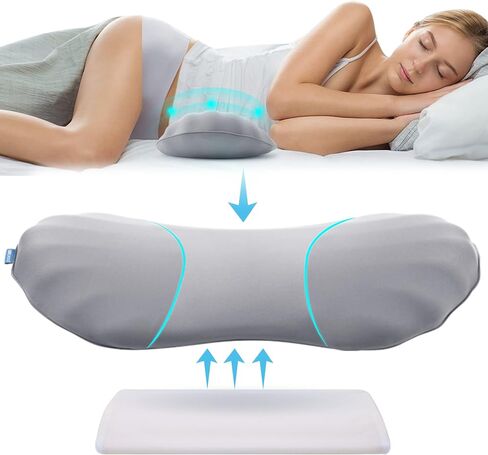 RESTCLOUD Adjustable Lumbar Support Pillow for Sleeping Memory Foam Back for Lower Pain Relief for Sleeping for Bed and Chair in Kuwait