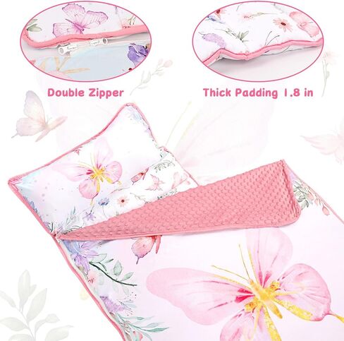 Pea Pod Toddler Nap Mat with Pillow & Fleece Blanket Ultra Soft Kids Rolled Napping Mats for Daycare, Preschool-Kindergarten, Slumber Bags for Boys Girls, Fits Ages 3-7 Years (Dinosaur) in Saudi Arabia