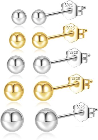 Pearl Stud Earrings for Women Dainty Pearl Earrings Sterling Silver Pearl Stud Earrings Hypoallergenic Pearl Earrings Set (6 Pairs) in Kuwait