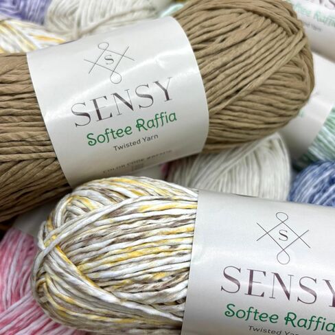 Sensy Softee Raffia Twisted Tape Yarn, Soft Craft Yarn, 3.5 oz, 109 Yards, 100% Polyester, Gauge 4 Medium (Latte) in Kuwait
