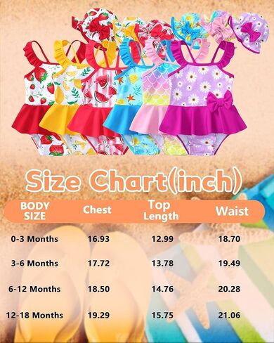 Mikrdoo Baby Girl Swimsuit Ruffled Bikini Tankini Swimsuit Infant Swimwear One Piece Bathing Suits Summer Clothes with Hat in Kuwait