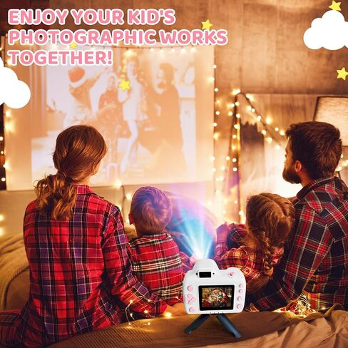 Kids Camera with Projector, Big Screen 1080P Video Recording Camera with Tripod and 32GB SD Card, Christmas Birthday Gifts Portable Toy for 5 Girls and Boys (Blue) in Saudi Arabia