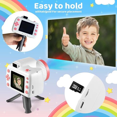 Kids Camera with Projector, Big Screen 1080P Video Recording Camera with Tripod and 32GB SD Card, Christmas Birthday Gifts Portable Toy for 5 Girls and Boys (Blue) in Saudi Arabia