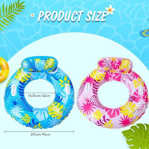 2 Pcs Large Inflatable Pool Float Tube Chair 37 Inch Hawaiian Swimming Tube Tropical Swimming Ring Cool Water Hammock Chair for Summer Pool Party in Saudi Arabia