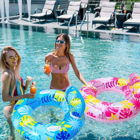 2 Pcs Large Inflatable Pool Float Tube Chair 37 Inch Hawaiian Swimming Tube Tropical Swimming Ring Cool Water Hammock Chair for Summer Pool Party in Saudi Arabia