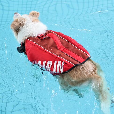 UIQELY Dog Life Jacket, Red Large Dog Life Jacket Safety& Comfort Dogs Inflatable Lifejacket for Boating, Pets Life Vest with Reflective Air in, Pets Lifejacket Protect for Furry Companion-Size L in Kuwait