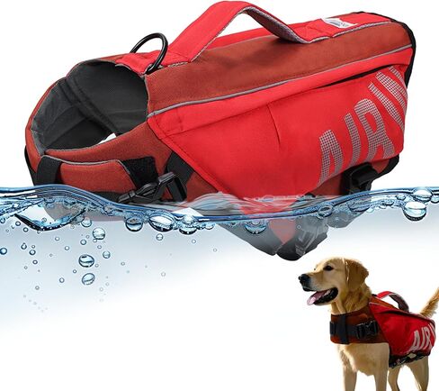 UIQELY Dog Life Jacket, Red Large Dog Life Jacket Safety& Comfort Dogs Inflatable Lifejacket for Boating, Pets Life Vest with Reflective Air in, Pets Lifejacket Protect for Furry Companion-Size L in Kuwait