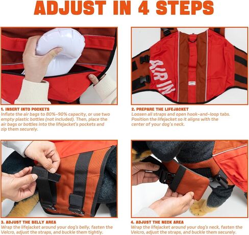 UIQELY Dog Life Jacket, Red Large Dog Life Jacket Safety& Comfort Dogs Inflatable Lifejacket for Boating, Pets Life Vest with Reflective Air in, Pets Lifejacket Protect for Furry Companion-Size L in Kuwait