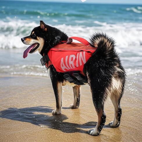UIQELY Dog Life Jacket, Red Large Dog Life Jacket Safety& Comfort Dogs Inflatable Lifejacket for Boating, Pets Life Vest with Reflective Air in, Pets Lifejacket Protect for Furry Companion-Size L in Kuwait
