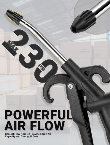 High Flow Air Blow Gun with Rubber Guard, Air Nozzle Blower Gun Angle Bent Jet Nozzle & 1/4" Standard Quick Plug, Air Gun for Air Compressor Accessories Pneumatic for Dust Removal Cleaning Tool in Saudi Arabia