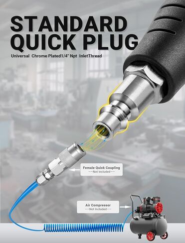High Flow Air Blow Gun with Rubber Guard, Air Nozzle Blower Gun Angle Bent Jet Nozzle & 1/4" Standard Quick Plug, Air Gun for Air Compressor Accessories Pneumatic for Dust Removal Cleaning Tool in Saudi Arabia