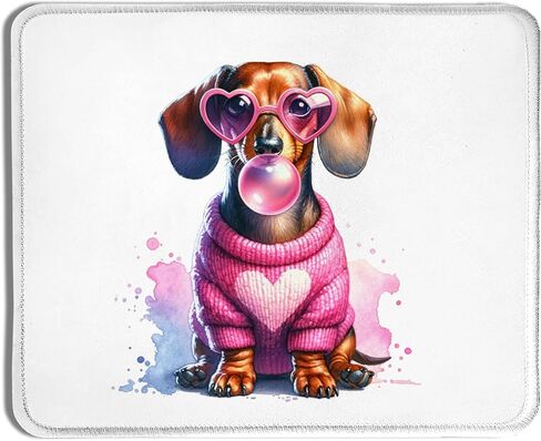 Dachshund Dog Mouse Pad, Pink Bubble Gum Weiner Dog Mouse Pads for Wireless Mouse Computers Laptop Desk Accessories, Dachshund Weiner Dog Gifts for Women, Dog Office Supplies, 9.5x7.9 Inch in Kuwait