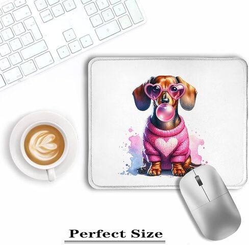 Dachshund Dog Mouse Pad, Pink Bubble Gum Weiner Dog Mouse Pads for Wireless Mouse Computers Laptop Desk Accessories, Dachshund Weiner Dog Gifts for Women, Dog Office Supplies, 9.5x7.9 Inch in Kuwait