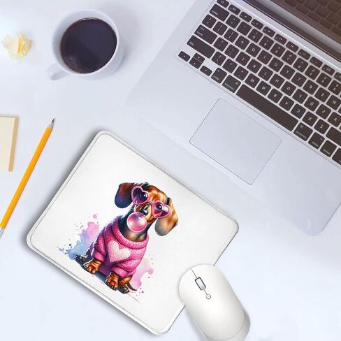 Dachshund Dog Mouse Pad, Pink Bubble Gum Weiner Dog Mouse Pads for Wireless Mouse Computers Laptop Desk Accessories, Dachshund Weiner Dog Gifts for Women, Dog Office Supplies, 9.5x7.9 Inch in Kuwait