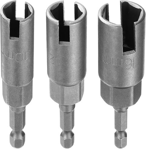 HARFINGTON 3pcs Hex Nut Driver Drill Bit Set 10mm 12mm 15mm 6-Points Socket 1/4" Hex Shank Nut Setter CR-V Steel Quick-Change Nut for Power Drills Impact Drivers in Kuwait