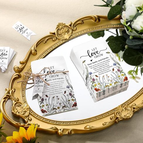 100 Set Let Love Grow Wedding Party Favors for Guests Let Love Grow Seed Packet Bulk Wedding Seed Self Adhesive Packets Organizer Thank You Tags for Baby Bridal Shower Party Gifts, No Seeds in Kuwait