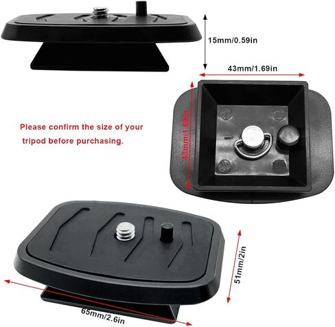 2 Pcs 42mm Tripod Quick Release Plate Camera Mounting Adapter Parts Replacement, QR Plate Replacement for Ambico V-0554 Promaster 6100 6160 Vivitar V3000 Hakuba S-4500 Velbon Sherpa Tripod Mount 1 5/8 in Saudi Arabia