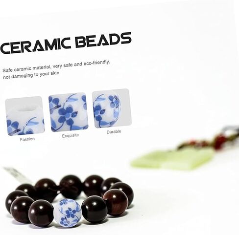 120Pcs Ceramic Beads,10mm Round Porcelain Beads Handmade Porcelain Blue Flower Printed Spacer Beads Craft Beading Kit for Jewelry Making Supplies DIY Crafts Bracelets Necklace Earrings(Blue) in Saudi Arabia