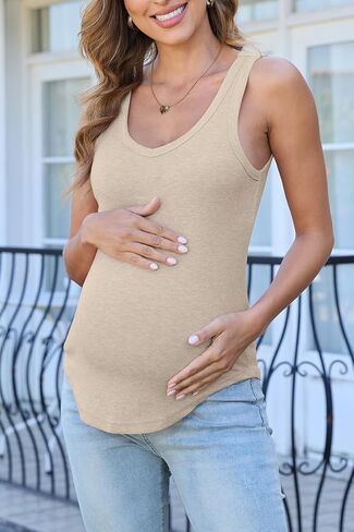 UNCLECAT Women's Maternity Tank Tops Summer V-Neck Sleeveless Pregnancy Clothes Casual Basic Shirt in Kuwait