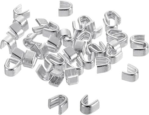 uxcell 80Pcs Zipper Slider Retainers, #3 U Shape Top Stoppers Closed-end Zipper Slider for Bags Coats Jackets DIY Sewing Replacement, Silver Tone in Saudi Arabia