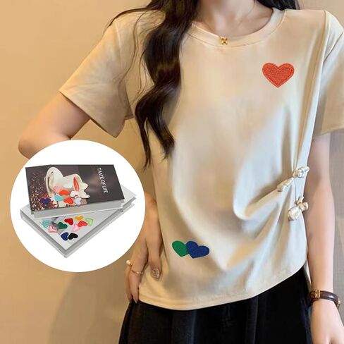 20 Pcs Heart Iron On Patches, Colorful Iron on Hearts Patches, Cute Embroidered Sew on Love Applique Patches，for Clothes Dress Jeans DIY Craft in Saudi Arabia